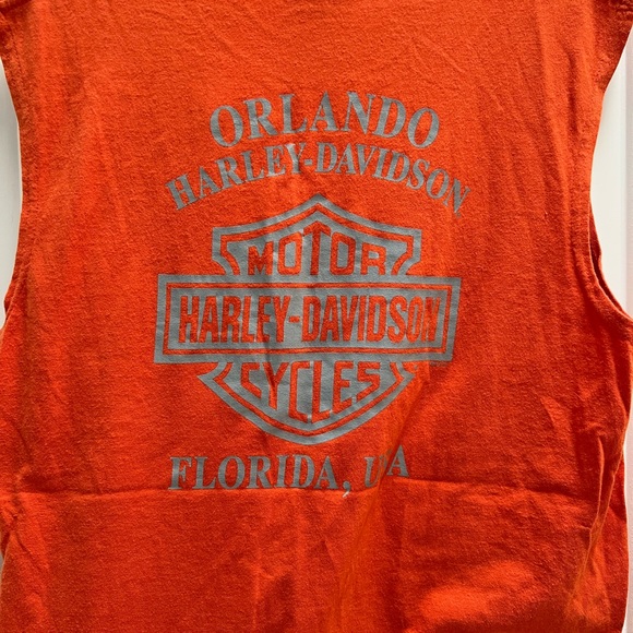 Harley Davidson orange sleeveless shirt - Picture 2 of 3